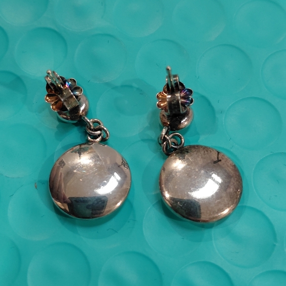 Tiffany Silver Disc Drop Dangle Earrings - Picture 4 of 8